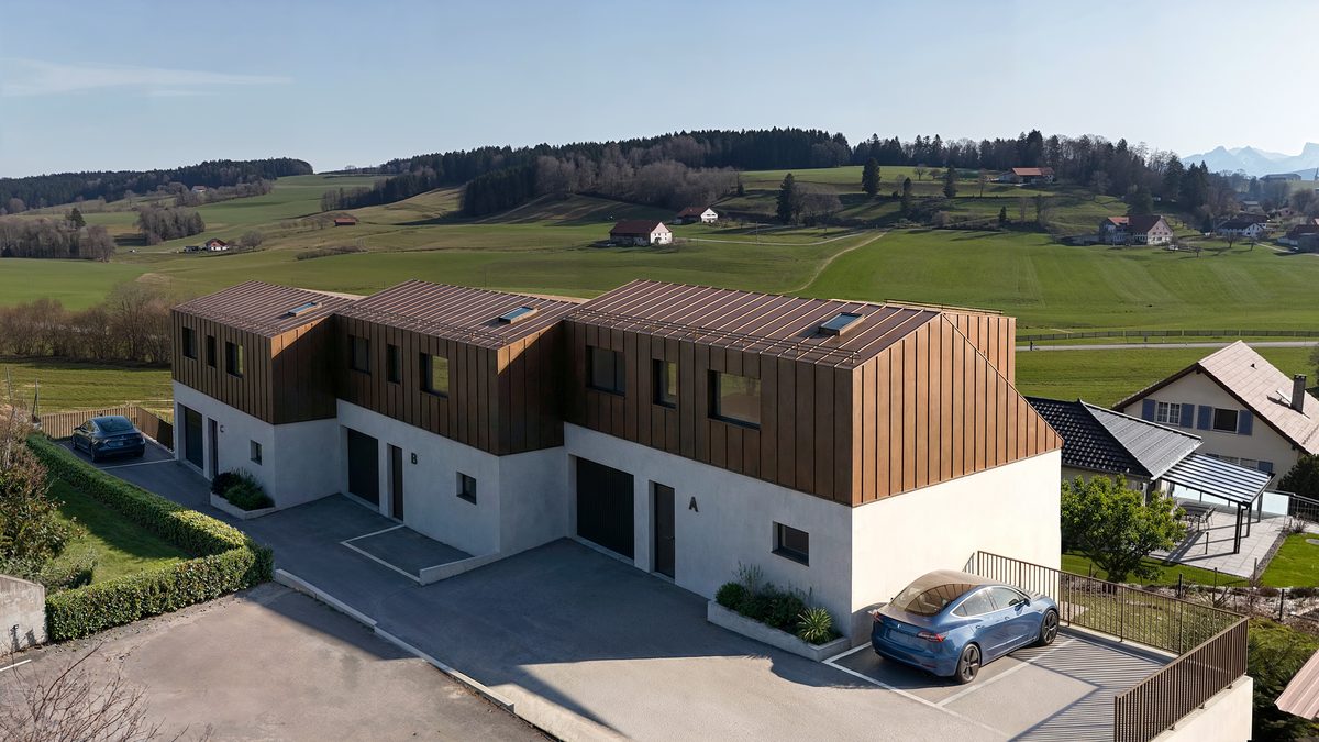 Vue aérienne des 3 villas