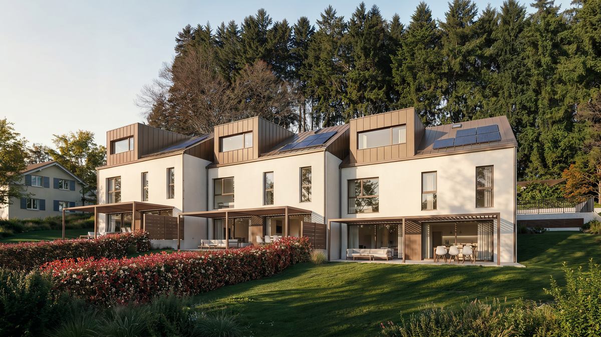 Façade des villas du Clos des Bruyères